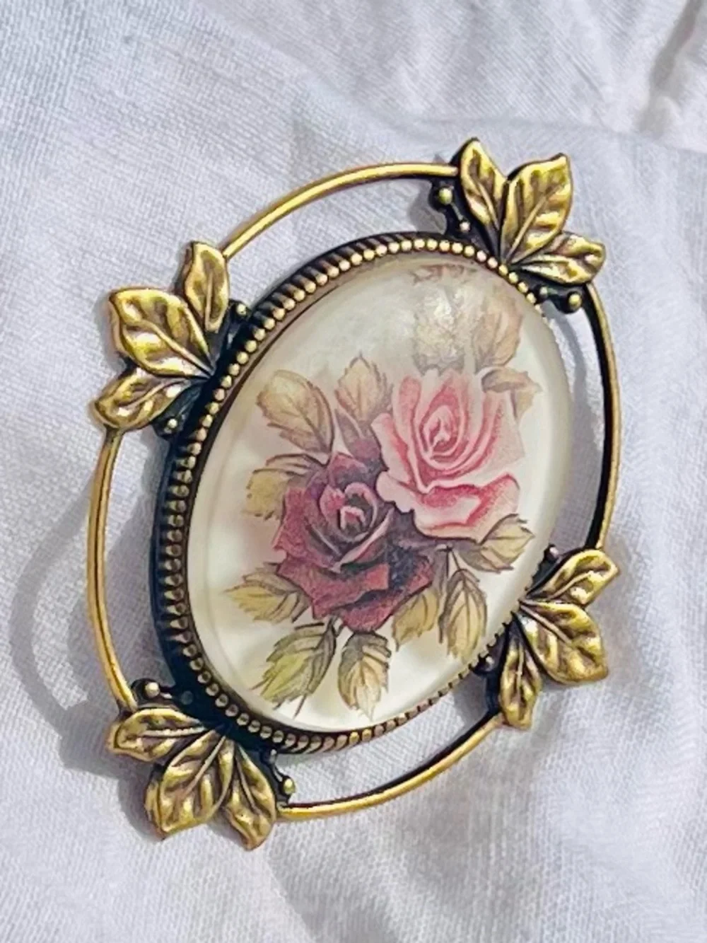 Antique Brass Floral Brooch
